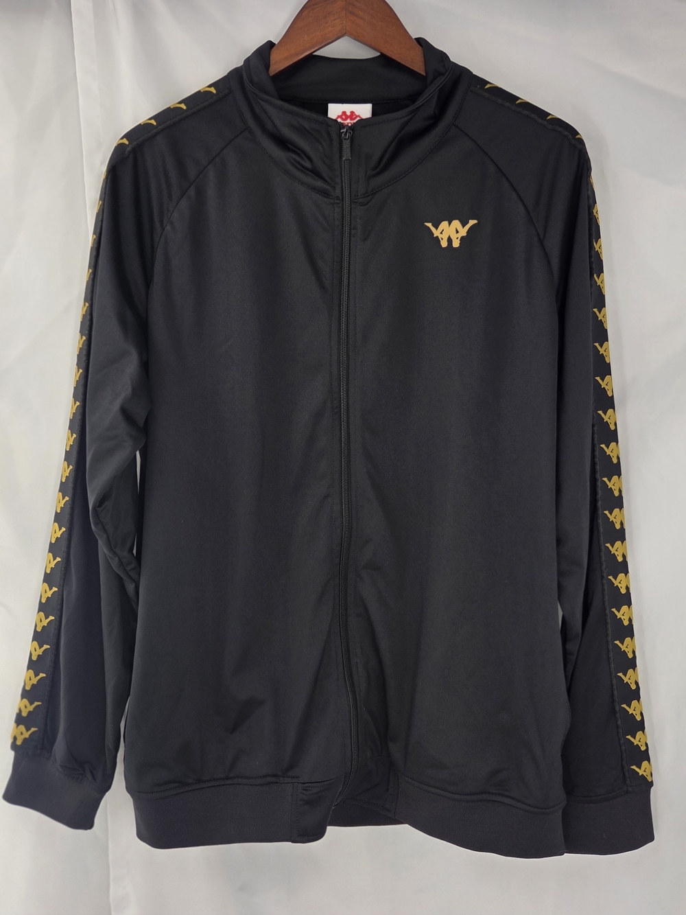 Kappa Banda Track Jacket Black Gold Logo Tape Full Zip Sweatshirt Men XXLarge
